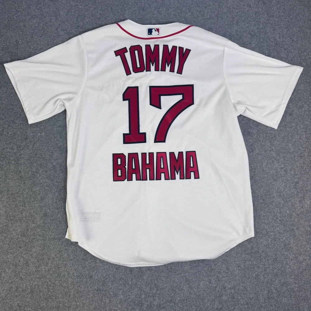 Majestic Boston Red Sox Tommy Bahama 17 Cool Base Baseball Jersey White Mens L